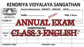 kv Class 3 English annual exam question paper 2024 kv kvs class3 english annual KVS360 [upl. by Martha]