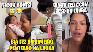 BIA CHAGAS FEZ O PRIMEIRO PENTEADO NA LAURA CONSULTA NA PEDIATRA BIA TA FELIZ COM PESO DA LAURA [upl. by Ybot632]