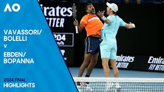 BolelliVavassori v BopannaEbden Highlights  Australian Open 2024 Final [upl. by Aklam36]