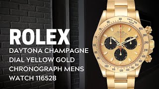 Rolex Daytona Champagne Dial Yellow Gold Chronograph Mens Watch 116528 Review  SwissWatchExpo [upl. by Gnouhp]