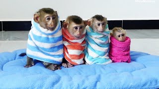 Most Cutest Four Littles Sit InLine Covering By Blanket Waiting For Mum Change Clothe [upl. by Sibylle]