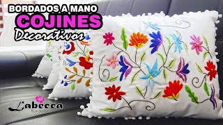 💕 COJINES DECORATIVOS Bordados a Mano 🔴 BORDADO MEXICANO Flores ❤ COJINES para DECORAR la SALA 🔰 [upl. by Winni112]