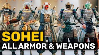 Sohei All Armor And Weapons Showcase  For Honor New Samurai Hero Customization and Gear  Y8S2 [upl. by Vadnee192]