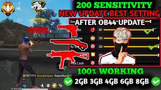 Free Fire New 200 Sensitivity Best Setting ⚙️ Ob44 Update New Settings 200 Sensitivity In Free Fire [upl. by Gusti]