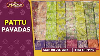 COD  500 start Pattu Pavadas Collection  7661999722 Free courier ambicaweddingmallpattusarees [upl. by Rovert]