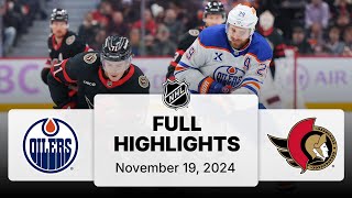 NHL Highlights  Oilers vs Senators  November 19 2024 [upl. by Emiatej497]