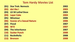 Tom Hardy Movies List [upl. by Hadias]