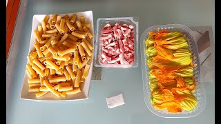 Pasta con FIORI di ZUCCA e PANCETTA CROCCANTE  Sfiziosaaaaaaa [upl. by Natsreik]