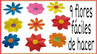 como hacer flores de papel fácilesflores bonitas9 easy paper flowerspretty flower ideas [upl. by Milson]