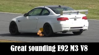 Awesome sounding BMW E92 M3 S65 V8 Improved Production straight pipe side exhaust IPRA  onboard [upl. by Brewer]