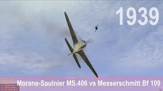 IL2 1946 MoraneSaulnier MS406 vs Messerschmitt Bf 109 [upl. by Dorian]