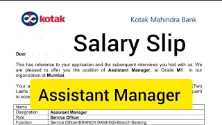 Kotak Mahindra Bank Assistant Manager Salary Slip  Service Officer Salary in Kotak Mahindra Bank [upl. by Ettener]