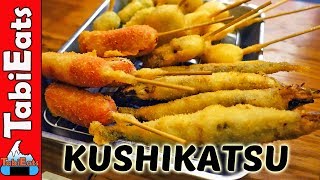 Best All You Can Eat in Osaka Japan KUSHIKATSU [upl. by Dorrahs]