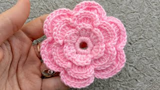 Crochet TripleLayer Flower [upl. by Aisatal]