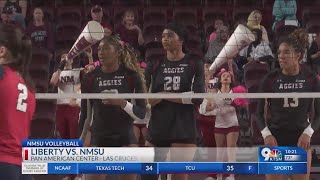 NMSU volleyball sweeps homestand against Liberty [upl. by Nosreve]