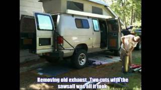 Ford 73L E350 Diesel Van 4quot Turbo Back Exhaust Install With Sound Results [upl. by Gnaoh]