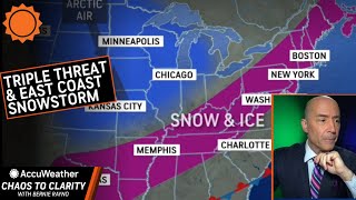 Triple Threat amp East Coast Snowstorm  AccuWeather [upl. by Sudnak107]