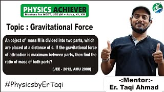 Numerical 3  Gravitational force  Gravitation  NEET  JEE 11th  By Taqi sir [upl. by Aimar]