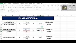 COMO CALCULAR LA JORNADA NOCTURNA EN EXCEL [upl. by Otnicaj]