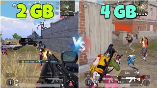 2GB RAM Vs 4GB RAM😱Which one is best  4 Finger Fastest player  PUBG Mobile BGMI [upl. by Nonnelg]