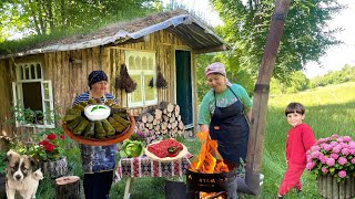 Beef Stuffed Grape Leaves Picking Fresh Grape Leaves and Cooking Dolma [upl. by Gib591]