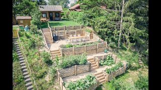 Holz im Garten ist natürlich und schön Terrassierung  Gartengestaltung amp anlage [upl. by Temirf]