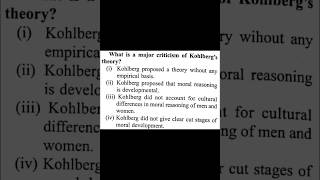 What is a major criticism of Kohlbergs theory exam [upl. by Grissel643]