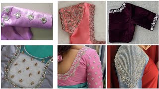 silver zari maggam work designs and aari embroidery work designs zardhosi work blouse designs [upl. by Luann]