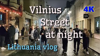 Travel to Lithuania  Vilnius 4K  Vilnius street at night  2024 [upl. by Kong]