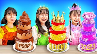 Poor Vs Rich Vs Giga Rich Cake Decorating Challenge  Baby Doll And Mike [upl. by Schlessel]