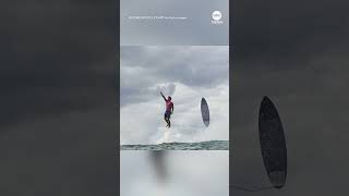 Olympic surfer Gabriel Medinas epic reaction captured in viral photo [upl. by Nanam]