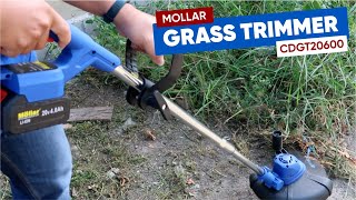 Review amp Tes MOLLAR CGT20600 Mesin Potong Rumput 20V Cordless Grass Cutter Trimmer [upl. by Gitt]