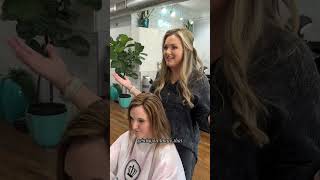 Watch as this beautiful client learns how to put on her brand new custom color topper 🫶 [upl. by Srednas]