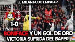 EL GOL DE BONIFACE DA AL BAYER LEVERKUSEN UNA SUFRIDA VICTORIA ANTE UN COMBATIVO MILAN CHAMPIONS [upl. by Yekcin]