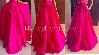 Full pleated umbrella skirt lahnga for crop tops DIY [upl. by Aneerhs]