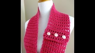 Episode 68 How to Crochet the Honolulu Button Scarflette [upl. by Barbuto593]