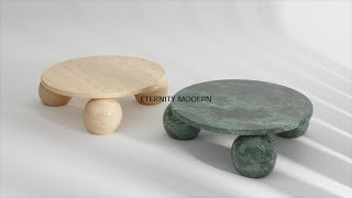 Amara Round Travertine Coffee Table with 3Sphere Base  Modern Furniture [upl. by Ibmab828]