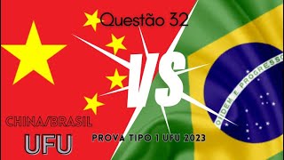 UFU 2023 Questão 32 Ao se comparar a industrialização da China no século XXI com as estratégias ec [upl. by Eelytsirk]