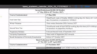 NCISM ACADEMIC Calendar 202425 Batch  BAMS BHMS BUMS Academic Calendar New Batch 202425 [upl. by Kingsley]