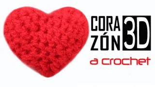 Corazón 3D a Crochet  PASO A PASO [upl. by Whall]