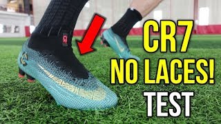 CR7 BOOTS WITH NO LACES  TESTING THE NIKE MERCURIAL SUPERFLY 6 LACELESS [upl. by Brinkema]