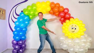 BALLOON ARCH TUTORIAL 🌈 balloon decoration ideas 🤩 birthday decoration ideas at home 🎈rainbow [upl. by Maje]