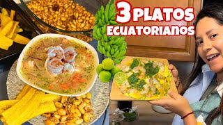 Tres PLATOS TÍPICOS ECUATORIANOS hechos con CAMARÓN de Exportación 🇪🇨🦐 Josué y Elie [upl. by Ahsienar]