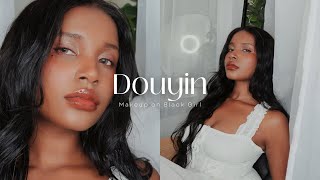 DOUYIN MAKEUP ON BLACK GIRL 👧🏾 ☁️✨ [upl. by Kennedy262]