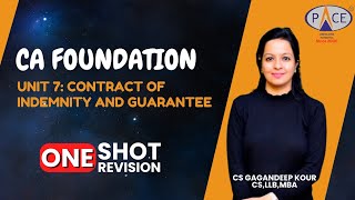 Contract of Indemnity and Guarantee  CAF Jan’25  One Shot by CS Gangandeep Kour PACE Indore [upl. by Pedaias]