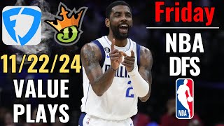 1122 NBA DFS DraftKings FanDuel Value Plays Today Friday Early Daily Fantasy Look [upl. by Aicemat]