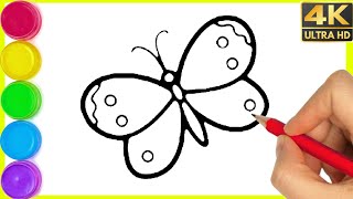 Butterfly Drawing easy step by step  How to drawing butterfly drawing with colour for beginners [upl. by Malinda]