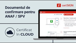 Documentul de confirmare pentru ANAF Certificat în cloud │ certSIGN [upl. by Ellirehs11]