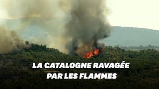 En pleine canicule un incendie hors de contrôle en Espagne [upl. by Aicelav]