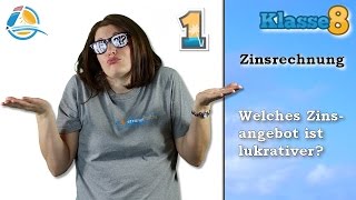 Zinsrechnung Zinsen berechnen  Klasse 8 ★ Übung 1 [upl. by Jangro822]